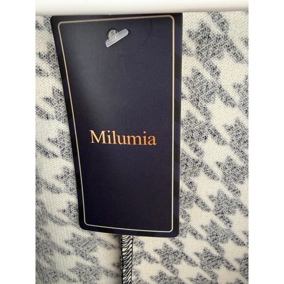 New *MILUMIA* Open Front Houndstooth Blazer Lightweight Black & White Women's M - Picture 4 of 8